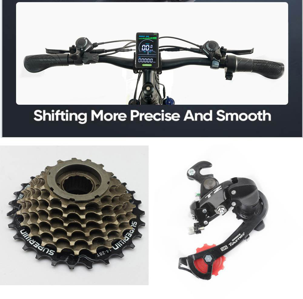 Elektrokolo RANDRIDE YX90M, 26" tlusté pneumatiky, bezkartáčový motor 1000 W, baterie 48 V 13,6 Ah, maximální rychlost 45 km/h, dojezd 100 km, LCD displej, hydraulické brzdy SHIMANO, celoodpružený rám