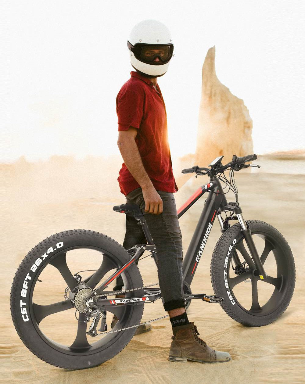 Elektrokolo RANDRIDE YX90M, 26" tlusté pneumatiky, bezkartáčový motor 1000 W, baterie 48 V 13,6 Ah, maximální rychlost 45 km/h, dojezd 100 km, LCD displej, hydraulické brzdy SHIMANO, celoodpružený rám