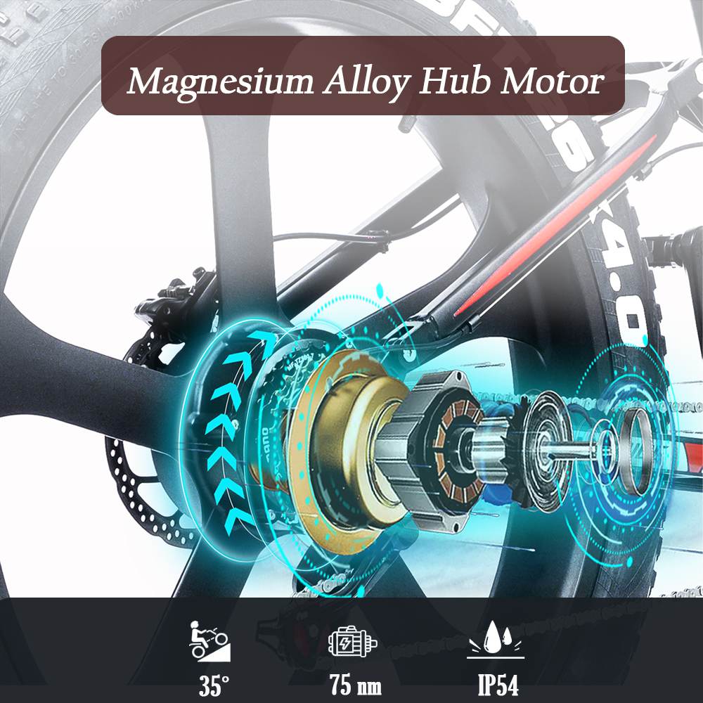 Elektrokolo RANDRIDE YX90M, 26" tlusté pneumatiky, bezkartáčový motor 1000 W, baterie 48 V 13,6 Ah, maximální rychlost 45 km/h, dojezd 100 km, LCD displej, hydraulické brzdy SHIMANO, celoodpružený rám