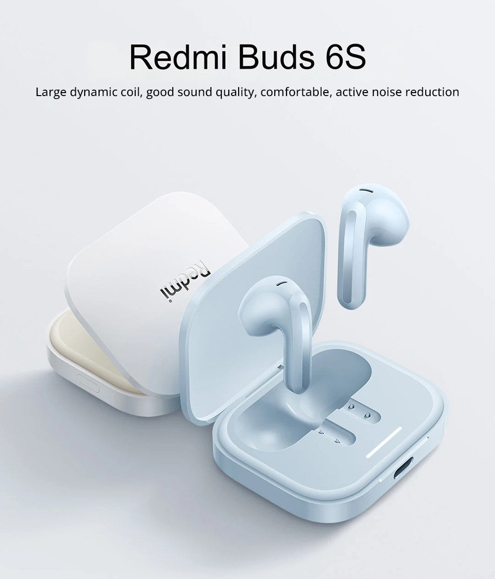Redmi Buds 6S polotučná sluchátka do uší, aktivní potlačení hluku, Bluetooth 5.3 - modrá
