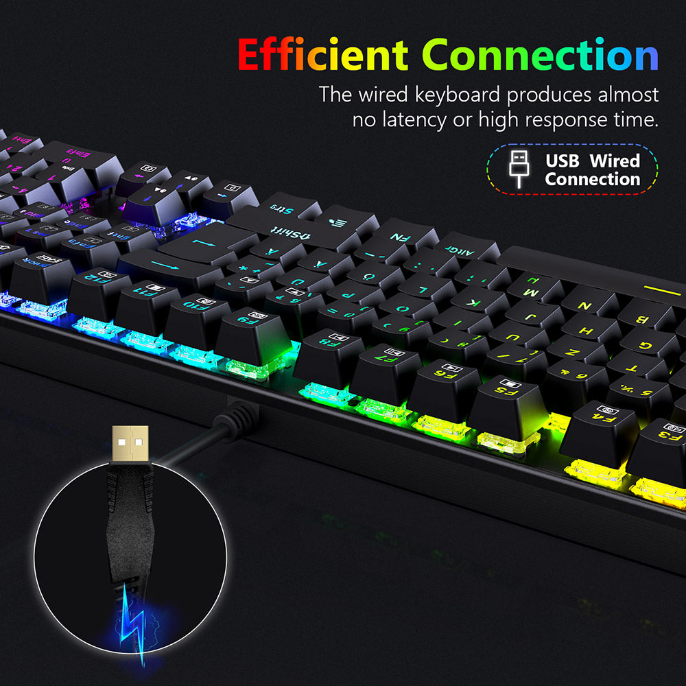 Mechanická klávesnice Redragon K565-RGB s 105 klávesami, RGB podsvícení, německé rozložení, hliníková základna, červené spínače - černá