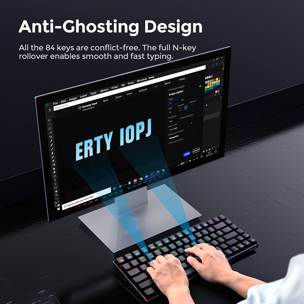 Herní mechanická klávesnice Redragon K629-RGB Phantom RGB Backlight, 84 kláves, červené spínače - černá