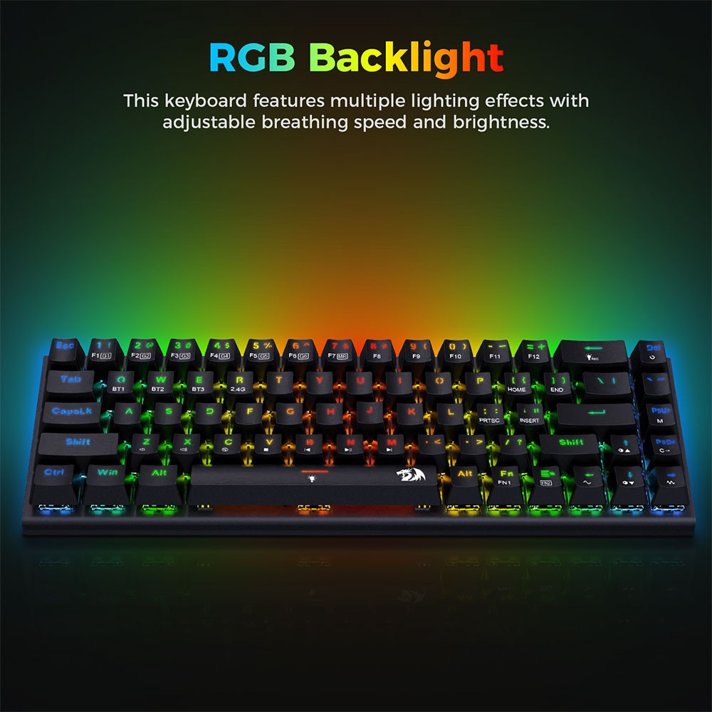 Redragon K633RGB-PRO Ryze Pro 68 kláves Bluetooth/2,4 GHz/kabelová třírežimová mechanická klávesnice s RGB podsvícením, červeným přepínačem - černá