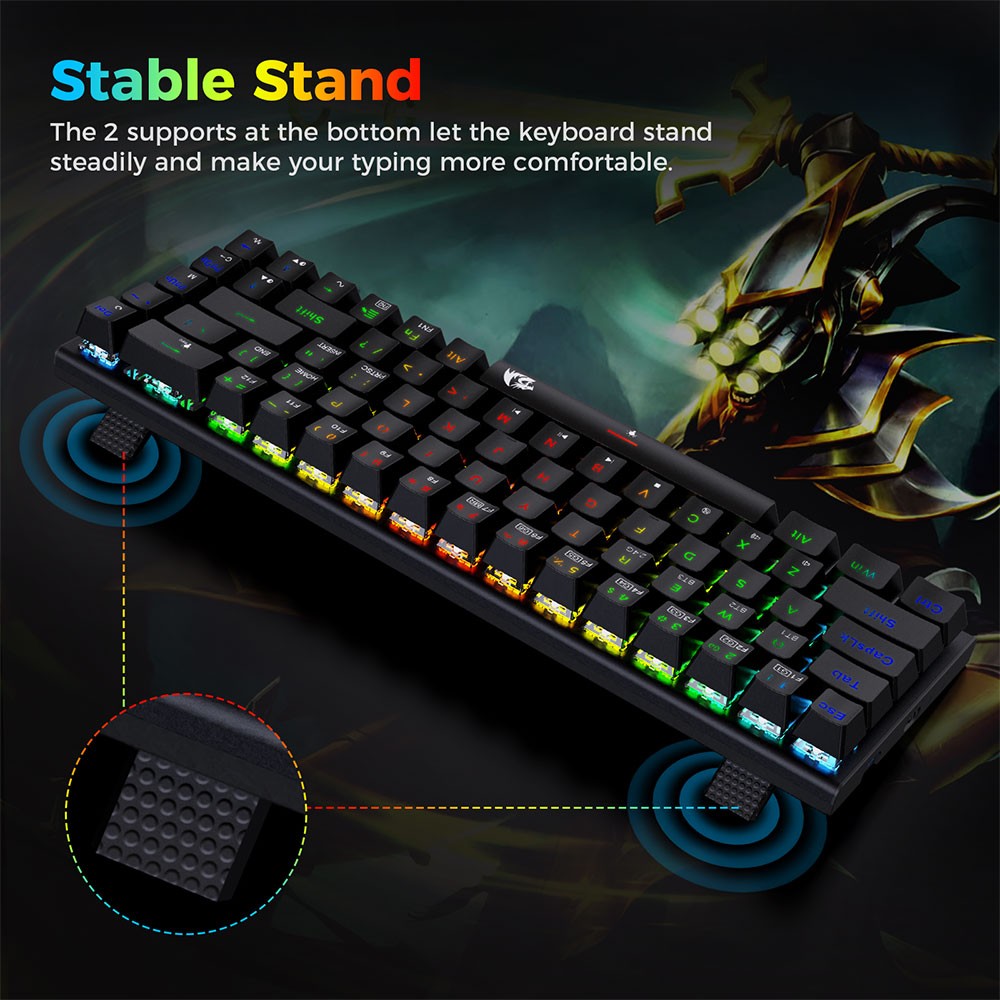 Redragon K633RGB-PRO Ryze Pro 68 kláves Bluetooth/2,4 GHz/kabelová třírežimová mechanická klávesnice s RGB podsvícením, červeným přepínačem - černá