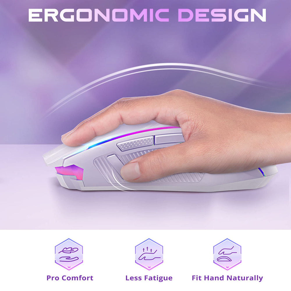 Herní myš Redragon M910-WS RANGER LITE RGB 2.4G bezdrátová/kabelová s dvojitým režimem, 8000 DPI a tlačítky Rapid Fire - bílá