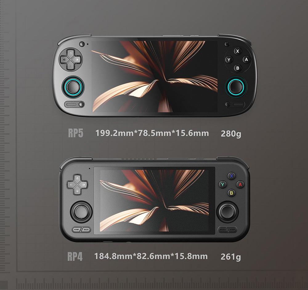 Herní konzole Retroid Pocket 5, Android 13, 5,5palcový 1080p AMOLED displej, 8 GB RAM LPDDR4x, 128 GB úložiště UFS 3.1, WiFi 6 Bluetooth 5.1, baterie 5000 mAh - černá