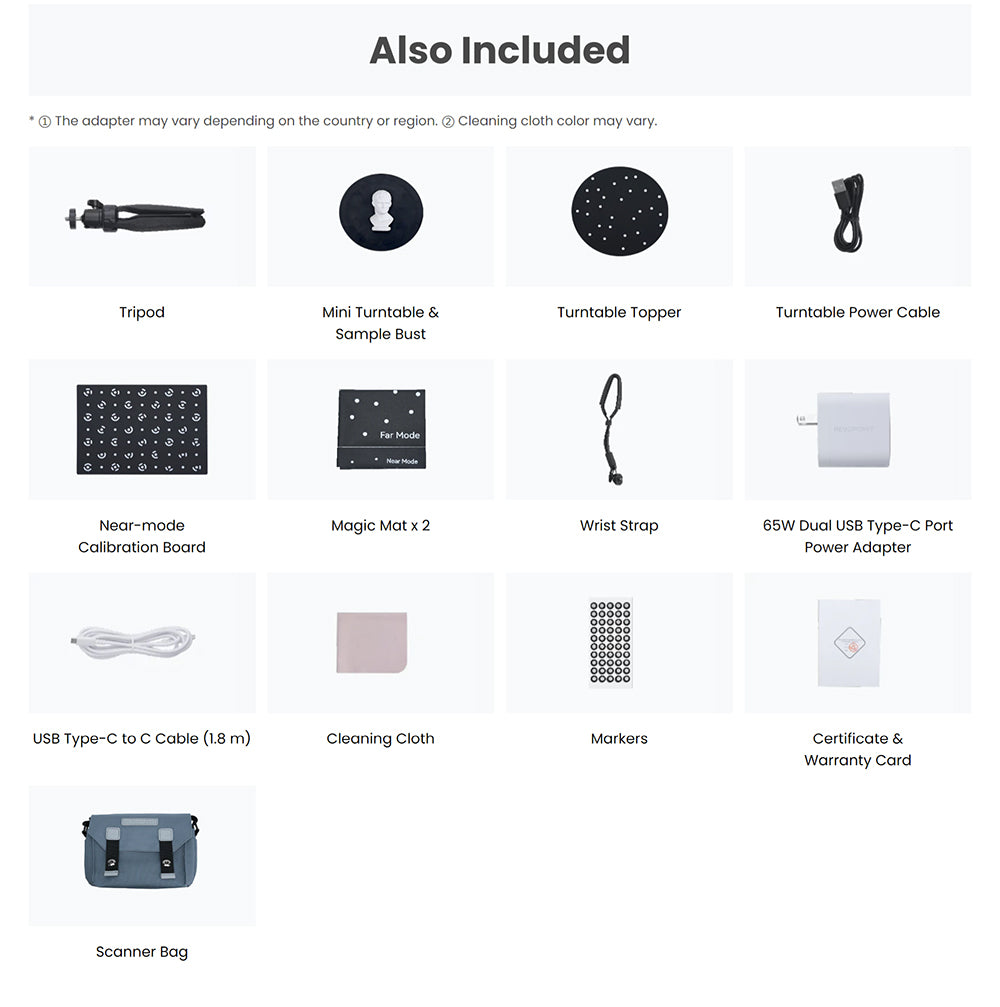 3D skener Revopoint MIRACO Pro s 32 GB RAM, vysokou přesností 0,02 mm, rychlostí skenování 15 snímků za sekundu, snímáním v rozlišení 8K barev, otočnou obrazovkou o 180°, 9osou IMU, obrazem v rozlišení 2K HD, režimem jednoho snímku a kontinuálním snímáním, stojatým provedením, pro malé i velké objekty