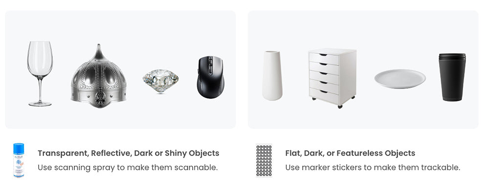 3D skener Revopoint RANGE 2, přesnost 0,1 mm, rozlišení 2 MP, rychlost skenování až 16 snímků za sekundu, pracovní vzdálenost 400–1300 mm, 4 LED blesky, sledování pohybu IMU, podpora pro snímání těla, obličeje/velkých objektů a systémy Windows/Android/iOS/macOS