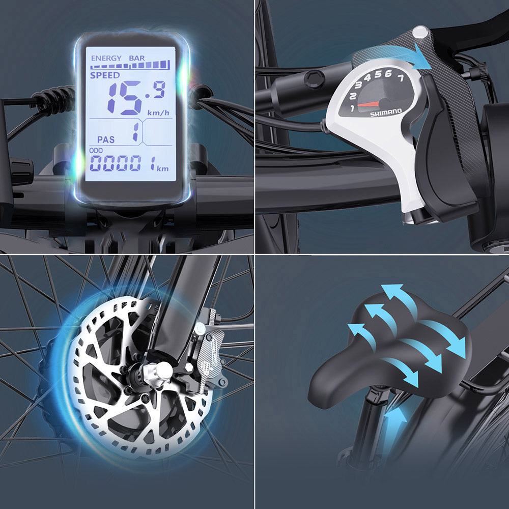 Elektrokolo Ridstar E26 Pro, motor 1000 W*2, baterie 48 V 23 Ah, tlusté pneumatiky 26*4 palce, maximální rychlost 49 km/h, dojezd 75 km, dvojitá hydraulická brzda, celoodpružené, řazení Shimano 7 rychlostí