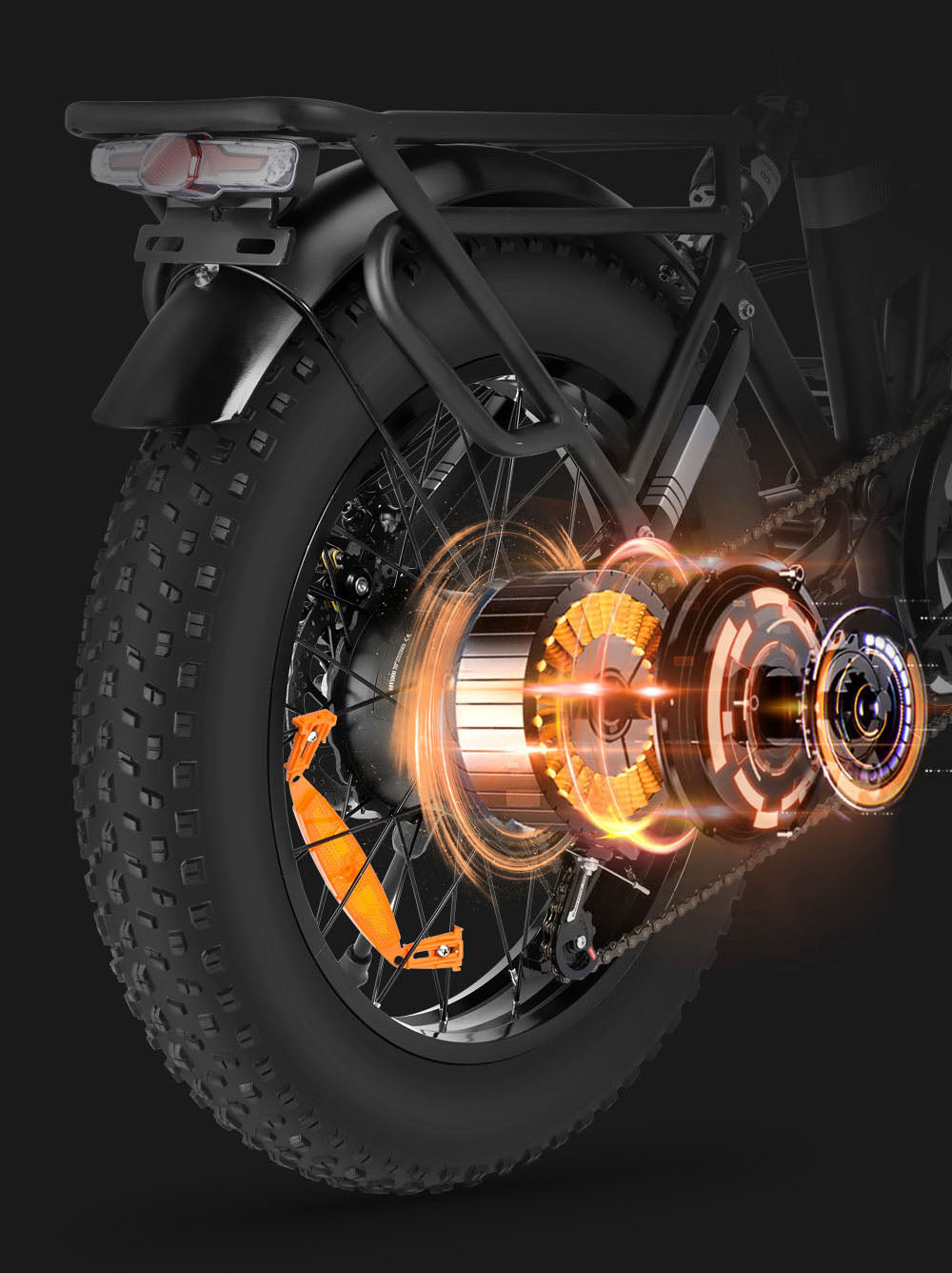 Skládací elektrokolo Ridstar H20, motor 1000 W, baterie 48 V 15 Ah, tlusté pneumatiky 20 x 4,0 palce, maximální rychlost 45 km/h, maximální dojezd 80 km, řazení Shimano 7 rychlostí, dvojité kotoučové brzdy, dvojité hydraulické odpružení vpředu a vzadu.