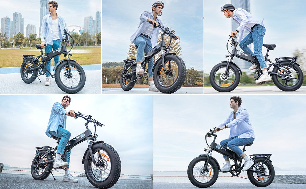 Elektrokolo Ridstar H20 Pro, motor 1000 W*2, baterie 48 V 23 Ah, tlusté pneumatiky 20*4 palce, maximální rychlost 49 km/h, dojezd 112 km, hydraulické kotoučové brzdy, přední a zadní tlumič, řazení Shimano 7 rychlostí