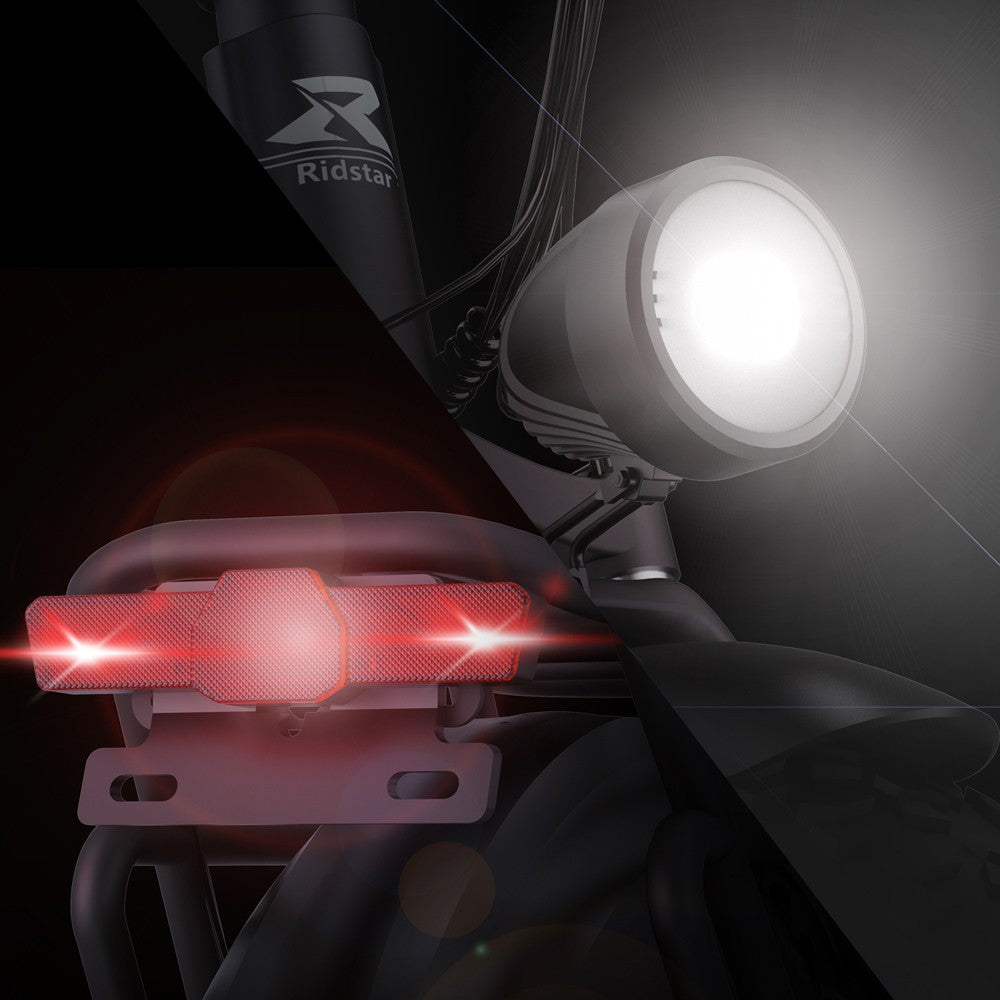 Elektrokolo Ridstar H20 Pro, motor 1000 W*2, baterie 48 V 23 Ah, tlusté pneumatiky 20*4 palce, maximální rychlost 49 km/h, dojezd 112 km, hydraulické kotoučové brzdy, přední a zadní tlumič, řazení Shimano 7 rychlostí