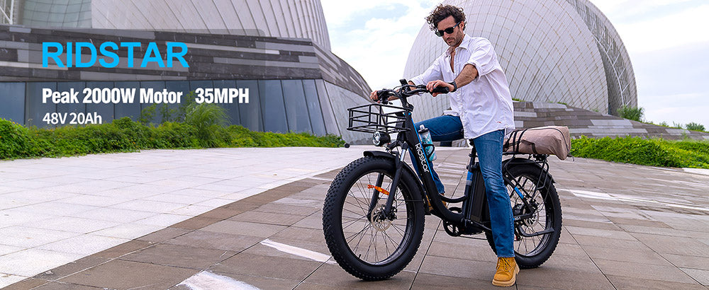 Elektrokolo Ridstar MN26, motor 750 W, tlusté pneumatiky 26*4,0', baterie 48 V 20 Ah, maximální rychlost 58 km/h, maximální dojezd 90 km, řazení Shimano 7 rychlostí, mechanická kotoučová brzda