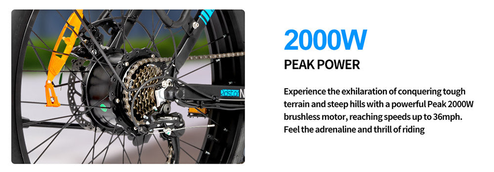 Elektrokolo Ridstar MN26, motor 750 W, tlusté pneumatiky 26*4,0', baterie 48 V 20 Ah, maximální rychlost 58 km/h, maximální dojezd 90 km, řazení Shimano 7 rychlostí, mechanická kotoučová brzda