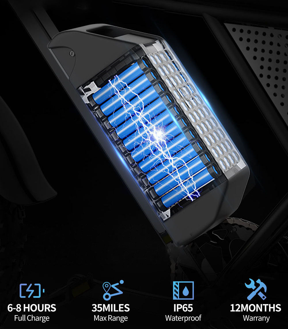 Minielektrické kolo Ridstar Q20, motor 1000 W, baterie 48 V 15 Ah, tlusté pneumatiky 20 x 4,0 palce, maximální rychlost 40 km/h, dojezd 80 km, přední odpružená vidlice, mechanické kotoučové brzdy