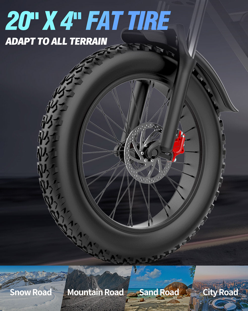 Terénní elektrické kolo Ridstar Q20 Pro, tlusté pneumatiky 20*4 palce, 2x1000W motor 52V 20AH, dvojitá baterie, maximální rychlost 55 km/h, maximální dojezd 290 km