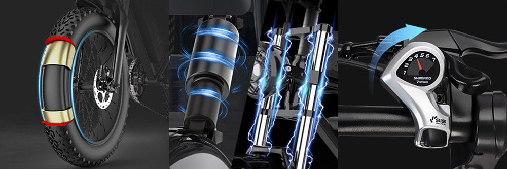 Terénní elektrické kolo Ridstar Q20 Pro, tlusté pneumatiky 20*4 palce, 2x1000W motor 52V 20AH, dvojitá baterie, maximální rychlost 55 km/h, maximální dojezd 290 km