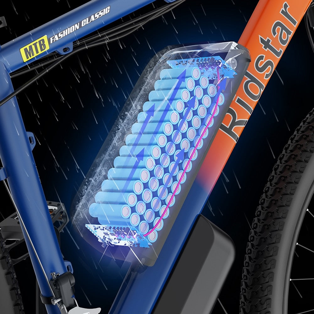 Elektrokolo Ridstar S29, pneumatiky 29*2,0 palce, motor 1000 W, baterie 48 V, 15 Ah, maximální rychlost 50 km/h, dojezd 80 km, mechanické kotoučové brzdy SHIMANO, 21 rychlostí