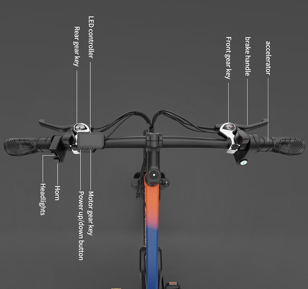 Elektrokolo Ridstar S29, pneumatiky 29*2,0 palce, motor 1000 W, baterie 48 V, 15 Ah, maximální rychlost 50 km/h, dojezd 80 km, mechanické kotoučové brzdy SHIMANO, 21 rychlostí