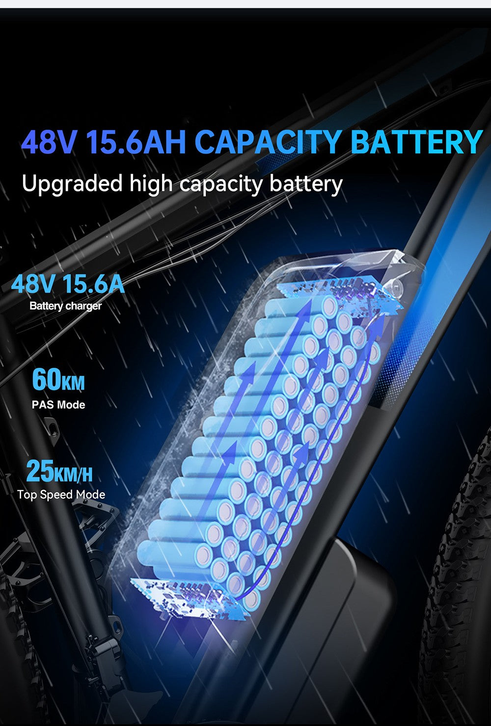 Elektrokolo Ridstar S29 Pro, motor 1000 W, baterie 48 V 15,6 Ah, pneumatiky 29*2,1 palce, maximální rychlost 48 km/h, dojezd 60 km, mechanická kotoučová brzda, tlumení předních nárazů, řazení Shimano 21 rychlostí