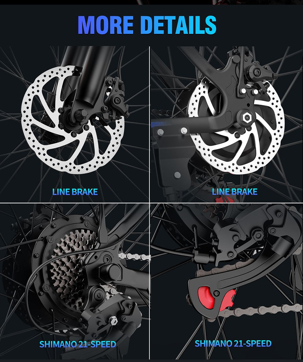 Elektrokolo Ridstar S29 Pro, motor 1000 W, baterie 48 V 15,6 Ah, pneumatiky 29*2,1 palce, maximální rychlost 48 km/h, dojezd 60 km, mechanická kotoučová brzda, tlumení předních nárazů, řazení Shimano 21 rychlostí