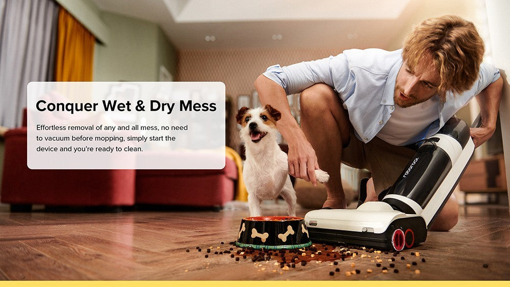 Roborock Dyad Pro Chytrý bezdrátový mokro-suchý vysavač 17000Pa Výkonný sací výkon Dvojité válce Čištění okrajů Samočištění Horkovzdušný samosušící Doba provozu 43 minut LED displej Ovládání aplikací a hlasová upozornění - Černý