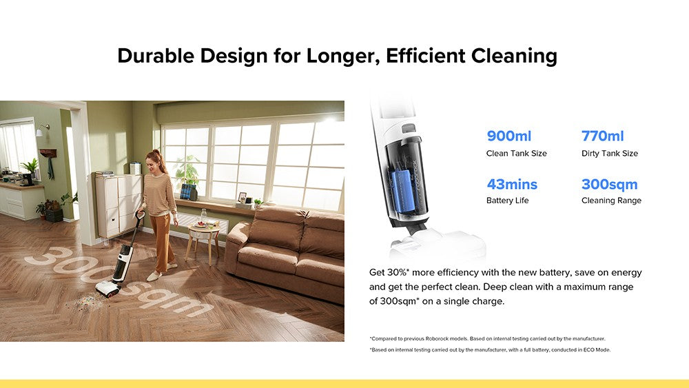 Roborock Dyad Pro Chytrý bezdrátový mokro-suchý vysavač 17000Pa Výkonný sací výkon Dvojité válce Čištění okrajů Samočištění Horkovzdušný samosušící Doba provozu 43 minut LED displej Ovládání aplikací a hlasová upozornění - Černý