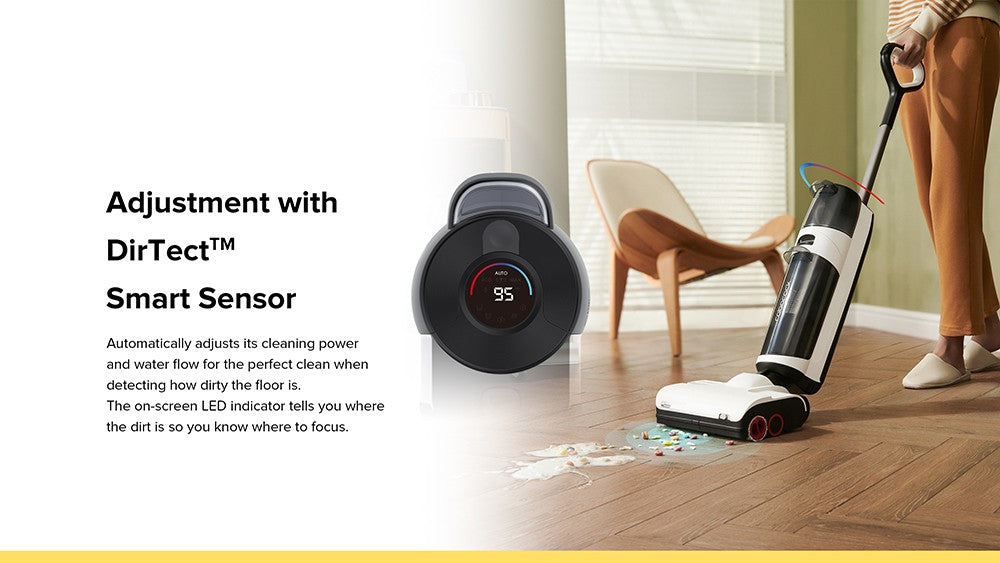 Roborock Dyad Pro Chytrý bezdrátový mokro-suchý vysavač 17000Pa Výkonný sací výkon Dvojité válce Čištění okrajů Samočištění Horkovzdušný samosušící Doba provozu 43 minut LED displej Ovládání aplikací a hlasová upozornění - Černý