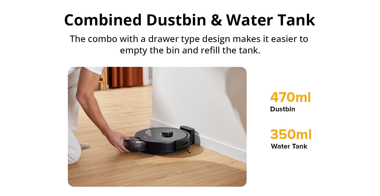 Robotický vysavač Roborock Q8 Max, sací výkon 5500 Pa, kartáč DuoRoller, navigace LDS, nádoba na prach 470 ml, nádržka na vodu 350 ml