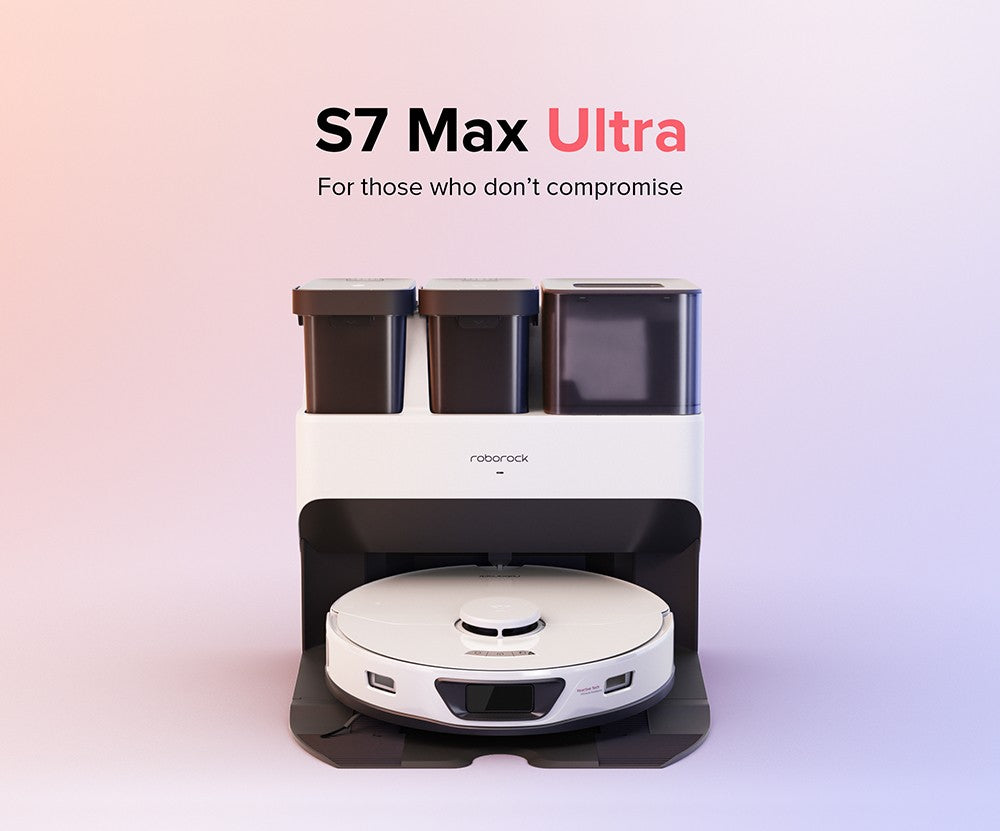 Robotický vysavač Roborock S7 Max Ultra, sací výkon 5500 Pa, automatické sušení, samočištění a vyprazdňování, vytírání VibraRise, reaktivní technologie vyhýbání se překážkám, rychlé a mimošpičkové nabíjení - bílý