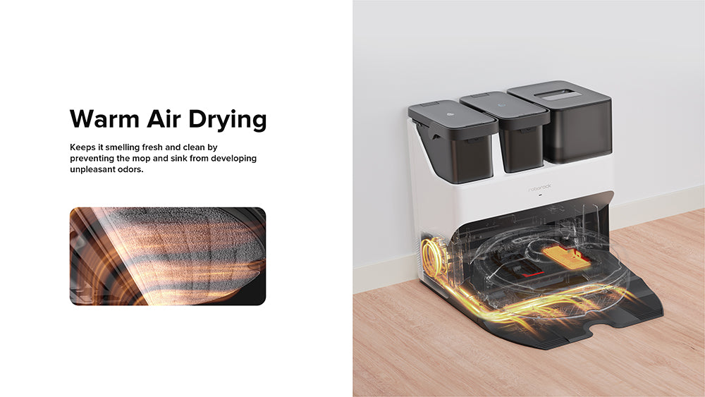 Robotický vysavač Roborock S7 Max Ultra, sací výkon 5500 Pa, automatické sušení, samočištění a vyprazdňování, vytírání VibraRise, reaktivní technologie vyhýbání se překážkám, rychlé a mimošpičkové nabíjení - bílý