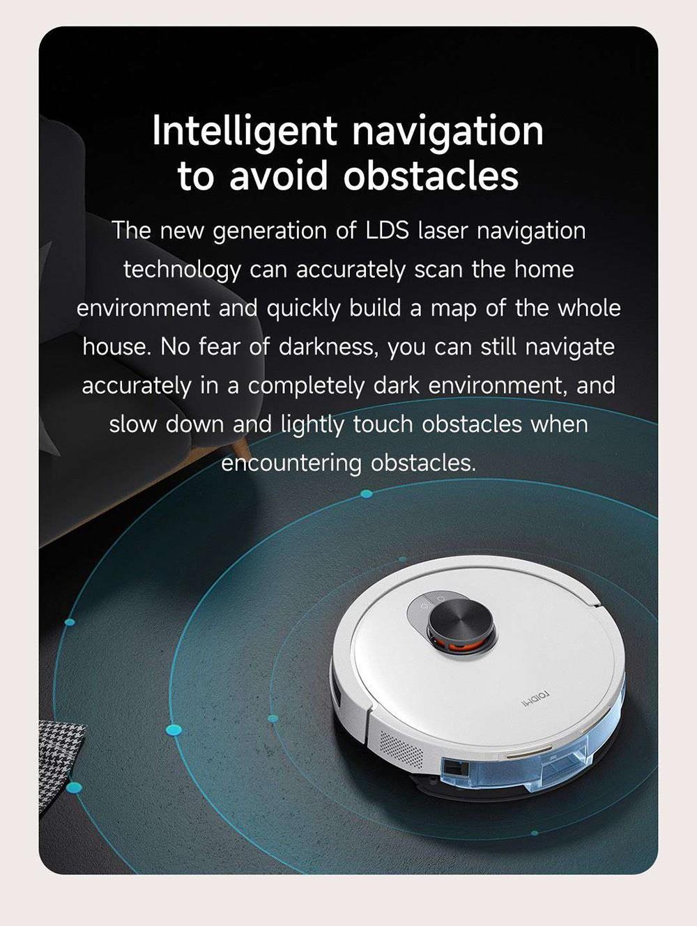 Xiaomi ROIDMI EVE CC Robotický vysavač Automatické sběr prachu 2 v 1 Vysávání a mopování 4000Pa Výkonné sací výkon LDS Laserová navigace Baterie 3200mAh 180 minut provozu Nádrž na vodu 290ML Nádoba na prach 260ML Ovládání pomocí aplikace - Bílá