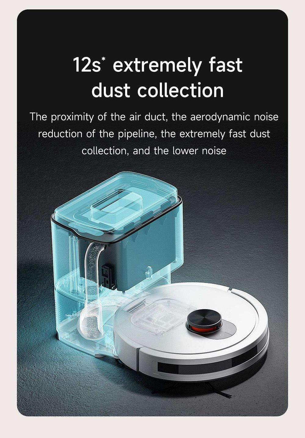 Xiaomi ROIDMI EVE CC Robotický vysavač Automatické sběr prachu 2 v 1 Vysávání a mopování 4000Pa Výkonné sací výkon LDS Laserová navigace Baterie 3200mAh 180 minut provozu Nádrž na vodu 290ML Nádoba na prach 260ML Ovládání pomocí aplikace - Bílá