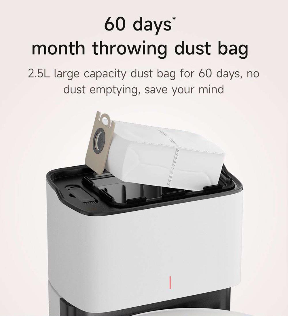 Xiaomi ROIDMI EVE CC Robotický vysavač Automatické sběr prachu 2 v 1 Vysávání a mopování 4000Pa Výkonné sací výkon LDS Laserová navigace Baterie 3200mAh 180 minut provozu Nádrž na vodu 290ML Nádoba na prach 260ML Ovládání pomocí aplikace - Bílá