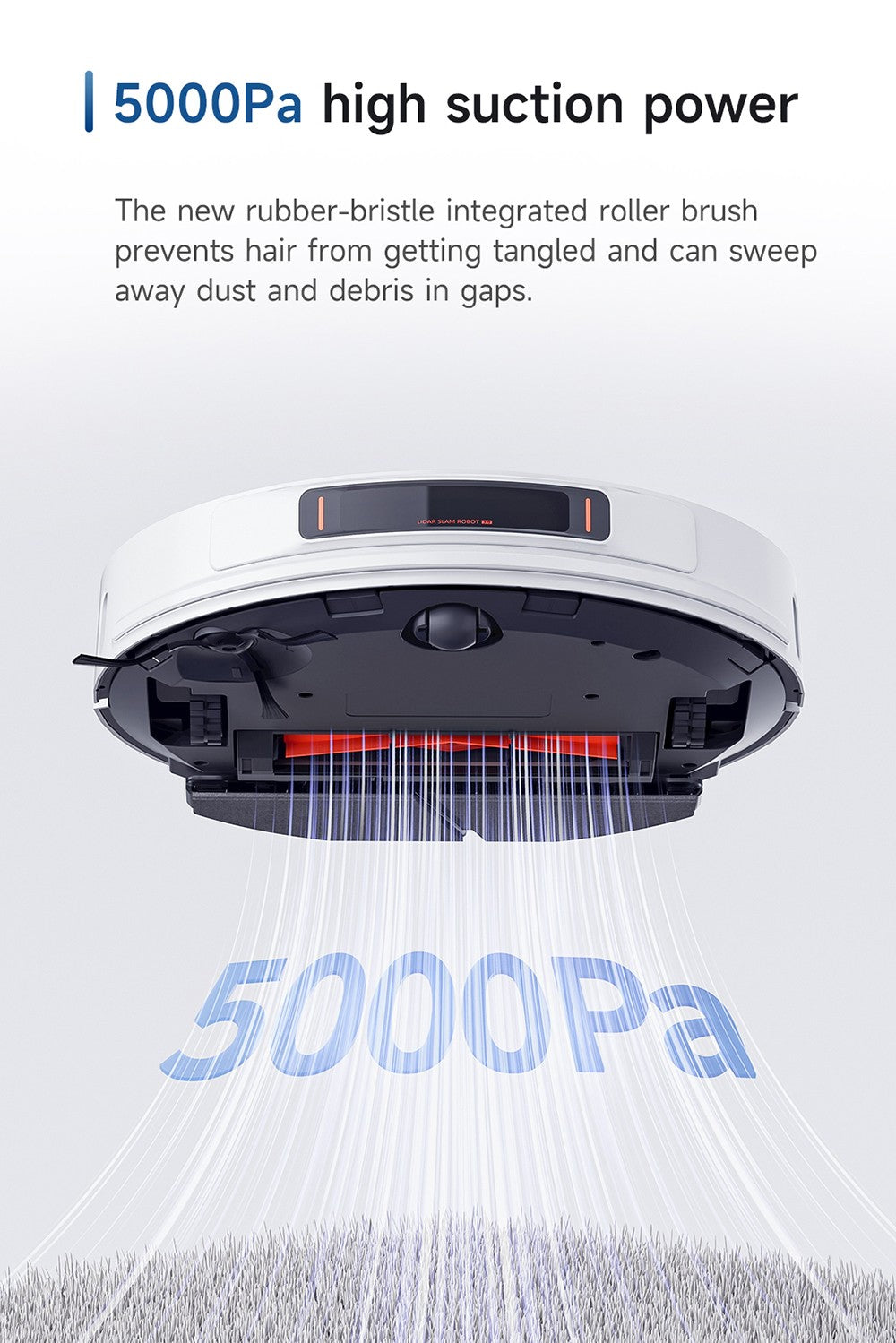 Robotický vysavač ROIDMI EVE MAX se samovyprazdňovací stanicí, maximálním sacím výkonem 5000 Pa, funkcí mopování, 3l prachovým sáčkem, maximální dobou provozu 250 minut, navigací LiDAR, mapováním více podlaží, ovládáním aplikací a hlasem