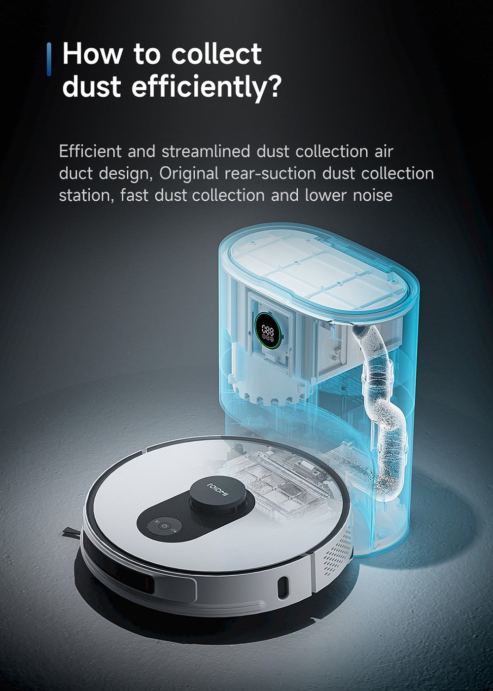 Xiaomi ROIDMI EVE Max Robotický vysavač a mop s inteligentním sběrem prachu, vysoký sací výkon 5000Pa, podpora Google Assistant Alexa a ovládání aplikací Mi Home