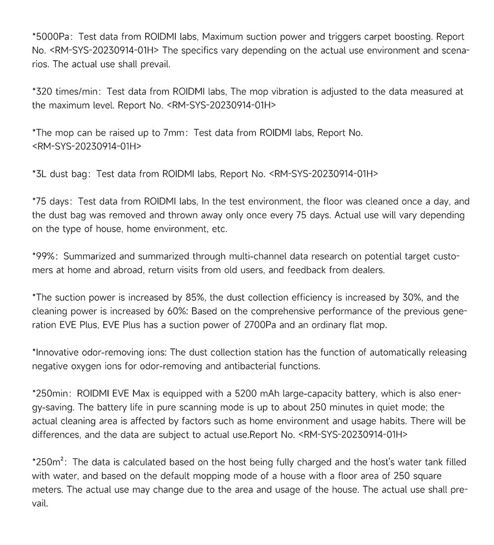 Robotický vysavač ROIDMI EVE MAX se samovyprazdňovací stanicí, maximálním sacím výkonem 5000 Pa, funkcí mopování, 3l prachovým sáčkem, maximální dobou provozu 250 minut, navigací LiDAR, mapováním více podlaží, ovládáním aplikací a hlasem