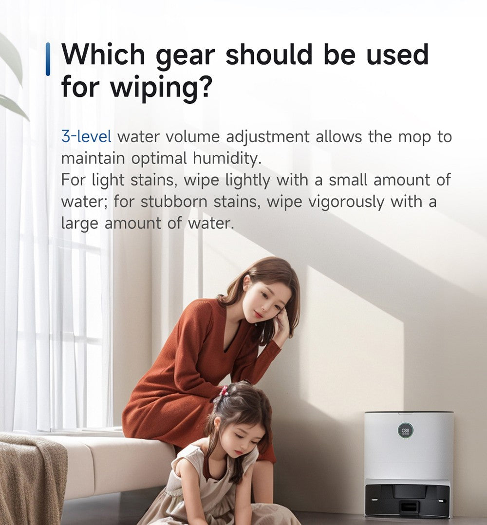 Robotický vysavač ROIDMI EVE MAX se samovyprazdňovací stanicí, maximálním sacím výkonem 5000 Pa, funkcí mopování, 3l prachovým sáčkem, maximální dobou provozu 250 minut, navigací LiDAR, mapováním více podlaží, ovládáním aplikací a hlasem