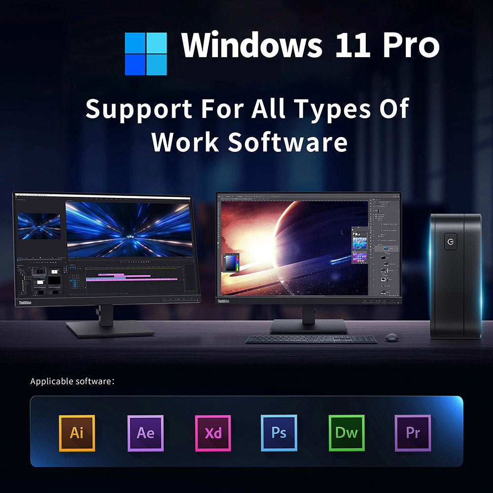 Mini PC RUPA HSI-N100, Intel N100 4 jádra max. 3,4 GHz, 12 GB RAM, 512 GB SSD, 3x HDMI 4K 60 Hz trojitý displej, WiFi 6 Bluetooth 5.2, 3x USB 3.0, 2x RJ45, 1x 3,5mm audio