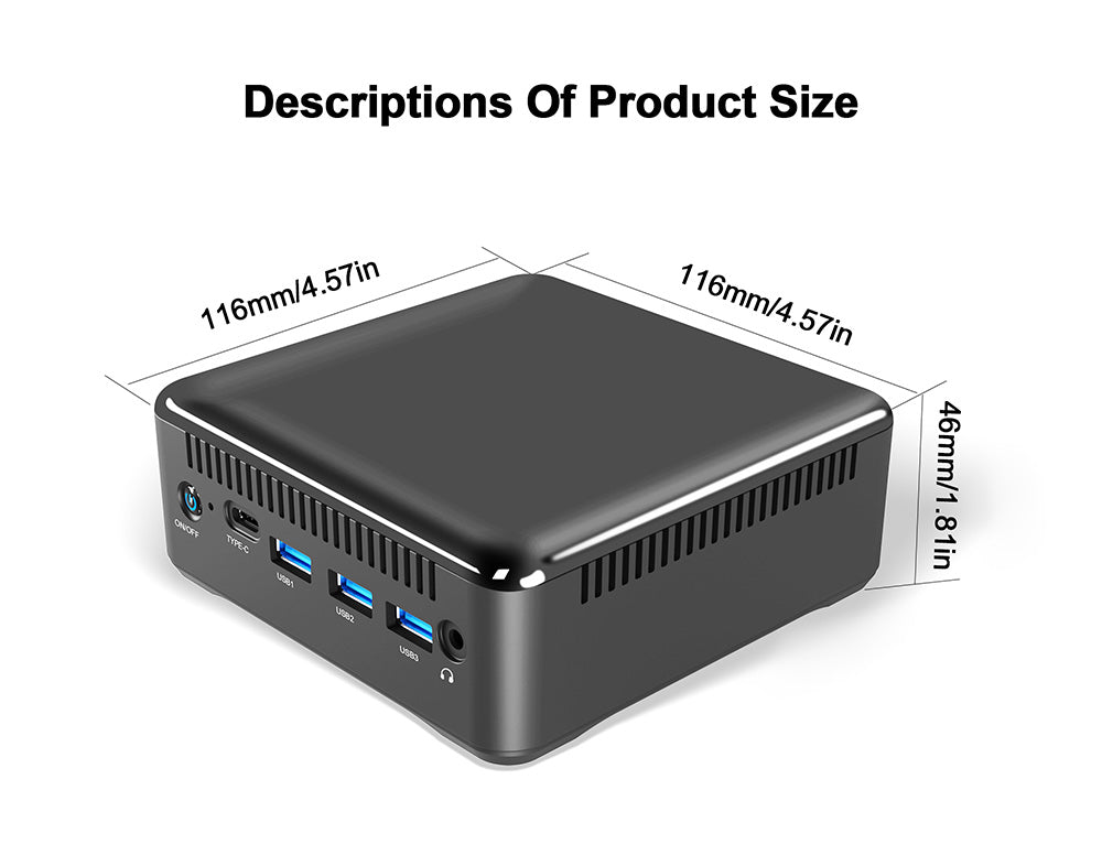 Mini PC RUPA HSI-95, Intel N95 4 jádra max. 3,4 GHz, 8 GB RAM 256 GB SSD, 3*HDMI 4K 60Hz trojitý displej, WiFi 6 Bluetooth 5.2, 3*USB 3.0, 1*Type-C, 1*RJ45, 1* 3,5mm audio