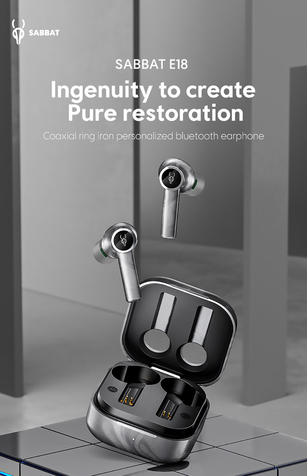 Bezdrátová sluchátka Sabbat E18 TWS s Bluetooth 5.2, hudbou a hraním – černá