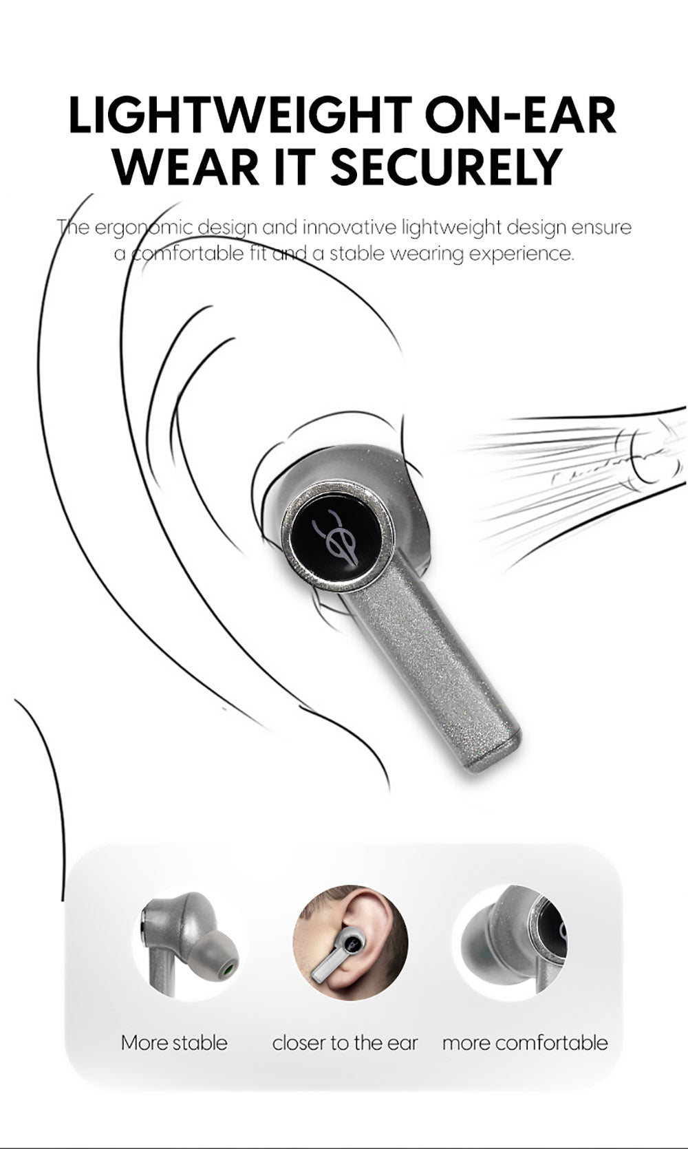 Bezdrátová sluchátka Sabbat E18 TWS s Bluetooth 5.2, hudbou a hraním – černá