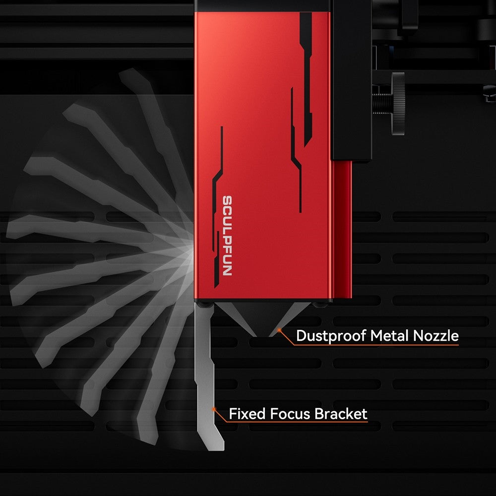Laserový gravírovací stroj SCULPFUN iCube Pro 5W, laserový bod 0,06 mm, rychlost gravírování 10 000 mm/min, 32bitová základní deska, vyměnitelná čočka, kouřový filtr, teplotní alarm, připojení aplikace, 130x130 mm - zástrčka EU