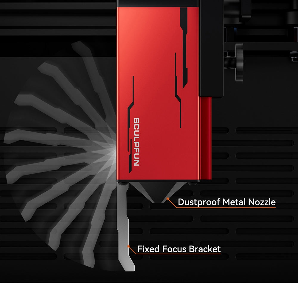 Laserový gravírovací stroj SCULPFUN iCube Pro Max 10W, laserový bod 0,08 mm, rychlost gravírování 10 000 mm/min, 32bitová základní deska, vyměnitelná čočka, kouřový filtr, teplotní alarm, připojení aplikace, 120x120 mm - zástrčka EU