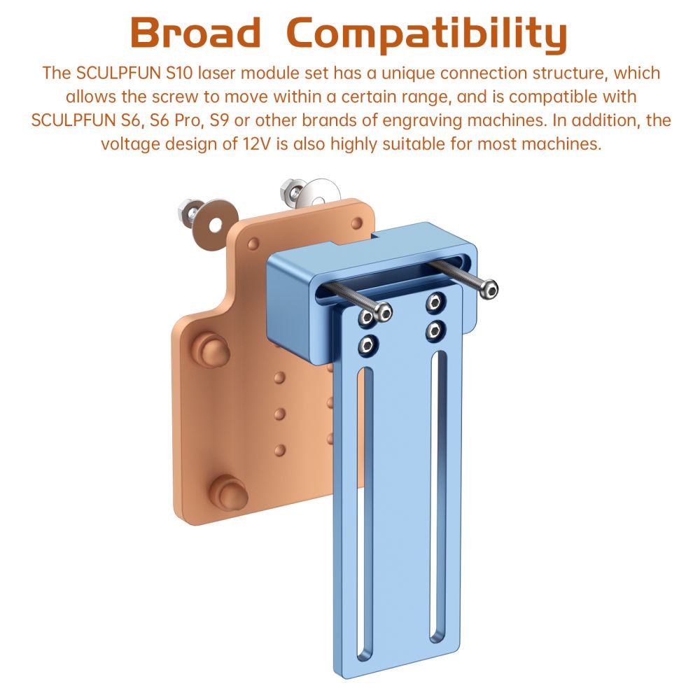 Sada laserových modulů SCULPFUN S10 10W s pevnou zaostřovací hlavou pro laserový gravírovací a řezací stroj s ultrajemným stlačeným bodem 0,08 mm
