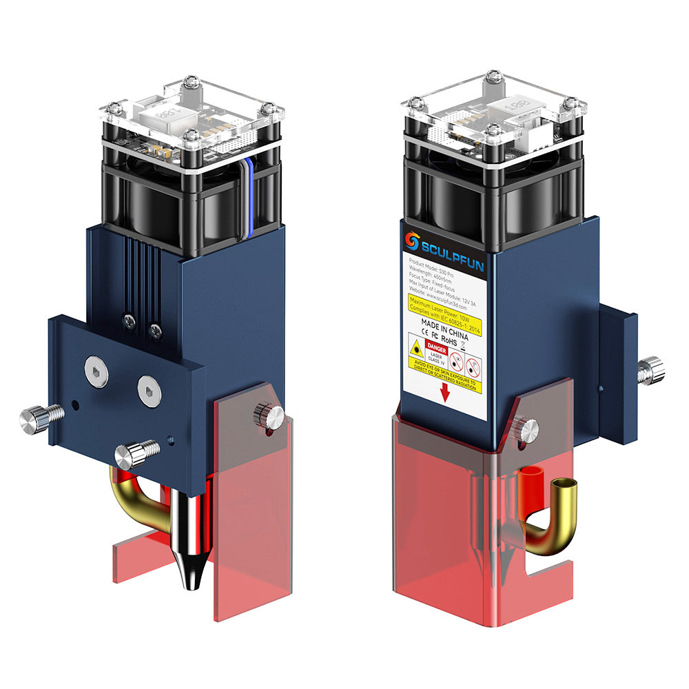 Sada laserového modulu SCULPFUN S30 Pro 10W, pevné zaostření, vestavěný vzduchový asistent, vyměnitelný objektiv, čistý řez