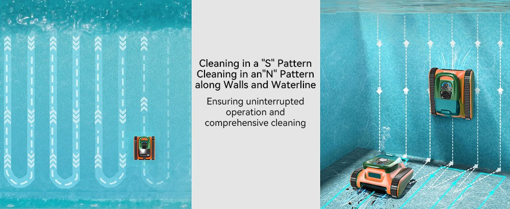 Bezdrátový robotický čistič bazénů Seauto Crab, doba provozu až 2,5 hodiny, velký filtrační koš o objemu 3,5 l, lezení po stěně, čištění vodní hladiny, rychlé nabíjení 2,5 hodiny, vhodné pro plochu 2000 čtverečních stop - oranžová