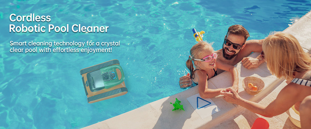 Bezdrátový robotický čistič bazénů Seauto Crab, doba provozu až 2,5 hodiny, velký filtrační koš o objemu 3,5 l, lezení po stěně, čištění vodní hladiny, rychlé nabíjení 2,5 hodiny, vhodné pro plochu 2000 čtverečních stop - oranžová