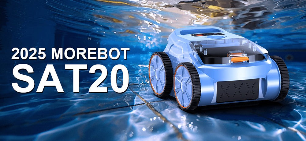 SEAUTO SAT 20 Bezdrátový robotický vysavač na bazén, plný úklid, super silný sací výkon 18 000 Hz, průtok vody 4 800 GPH, 3 režimy čištění, automatické parkování, inteligentní navigace pro zapuštěné bazény, modrý