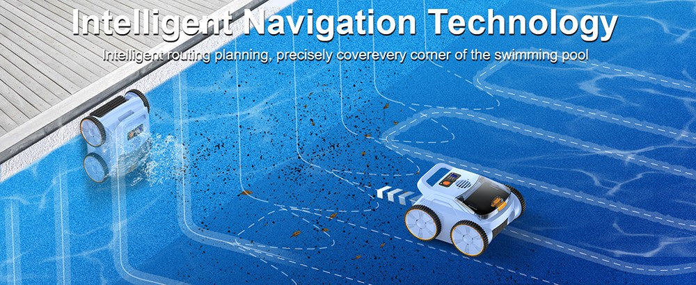 SEAUTO SAT 20 Bezdrátový robotický vysavač na bazén, plný úklid, super silný sací výkon 18 000 Hz, průtok vody 4 800 GPH, 3 režimy čištění, automatické parkování, inteligentní navigace pro zapuštěné bazény, modrý